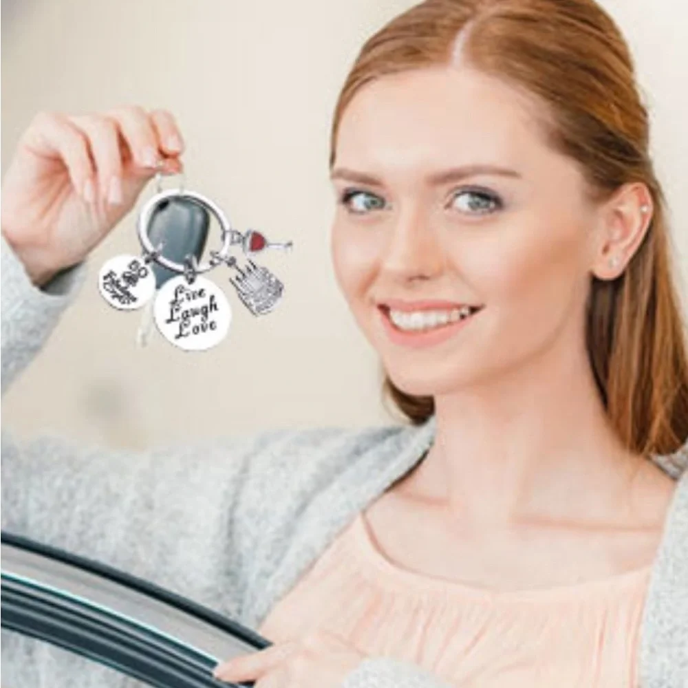 50TH BIRTHDAY KEYRING STAINLESS STEEL BIRTHDAY KEY RING
